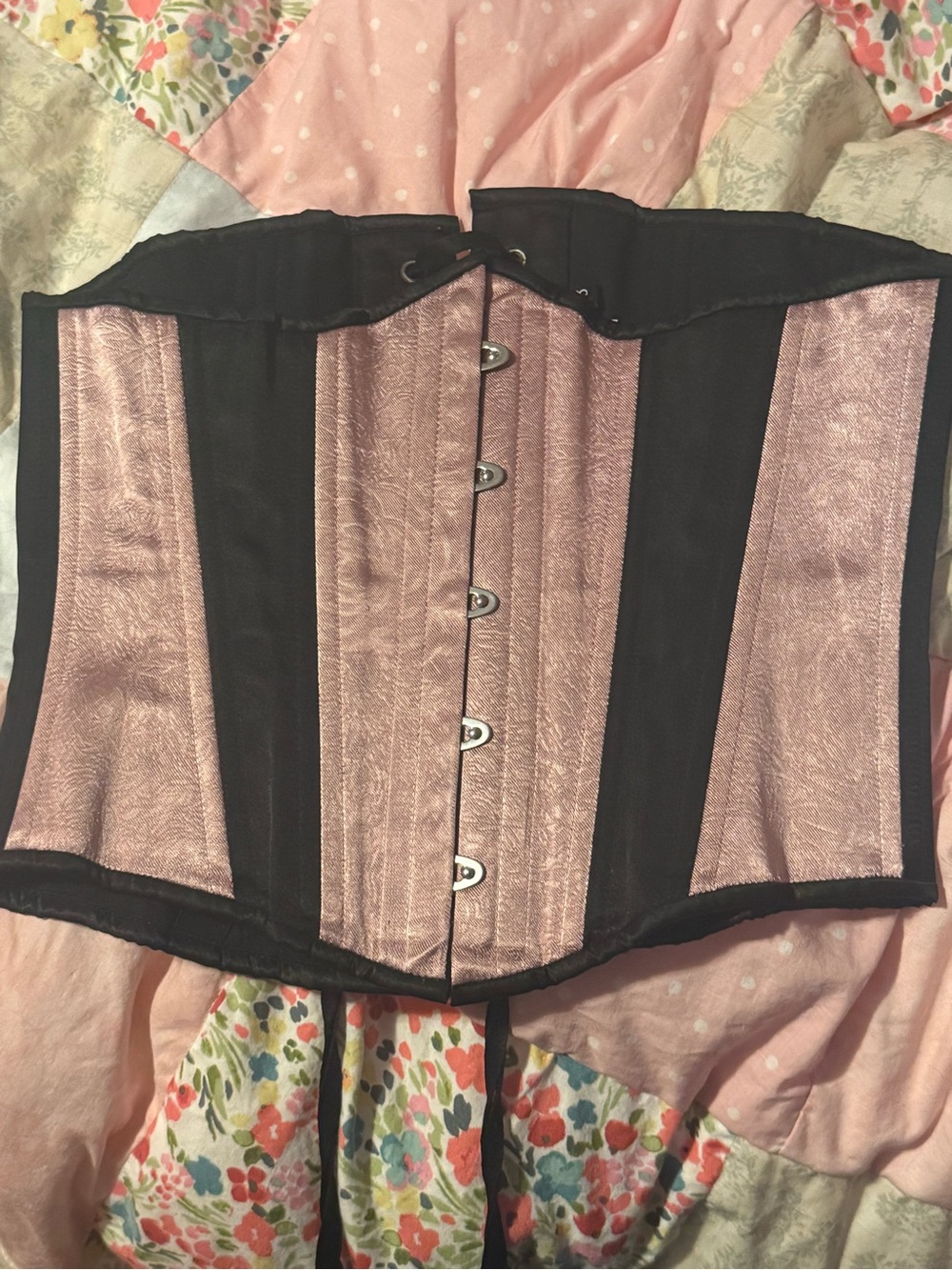 Black and Dusty Pink Waist Corset, Hearts Delight size 28” waist